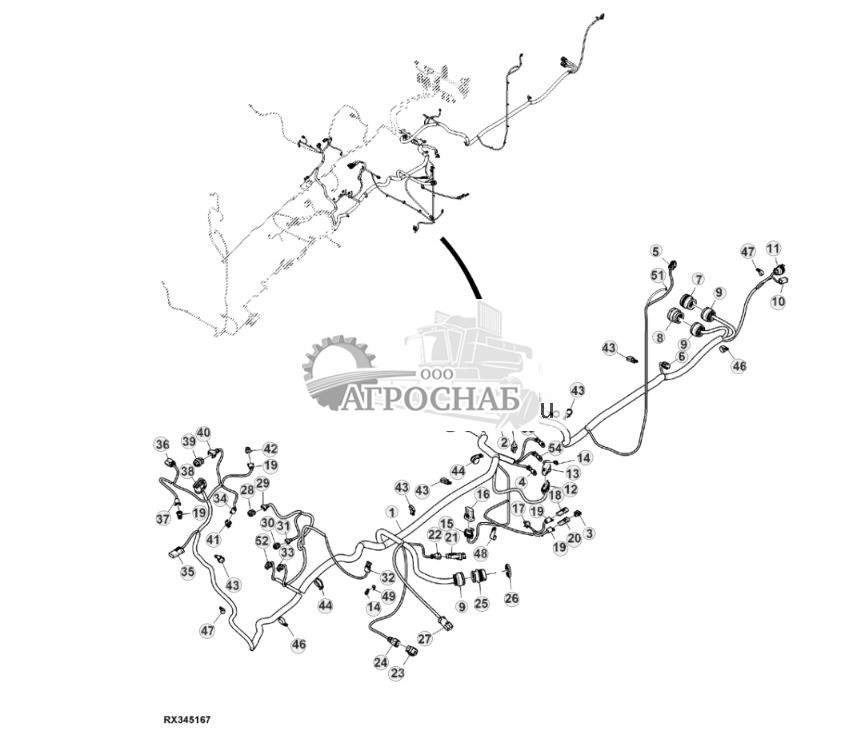 Жгут проводов шасси, с AutoTrac™, без резервного насоса, 15,0 L, двигатель FT4 (для Северной Америки) (34) ( - 801999) - ST841037 226.jpg